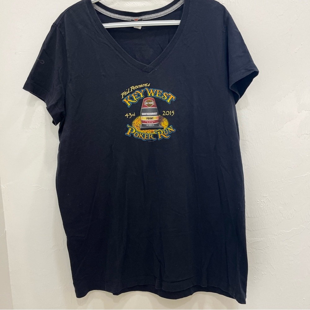 Harley Davidson Key West Double‎ Sided 2XL Shirt Phill Peterson’s Poker Run 2015